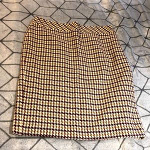 Plaid Wool Pencil Skirt (Size 14)